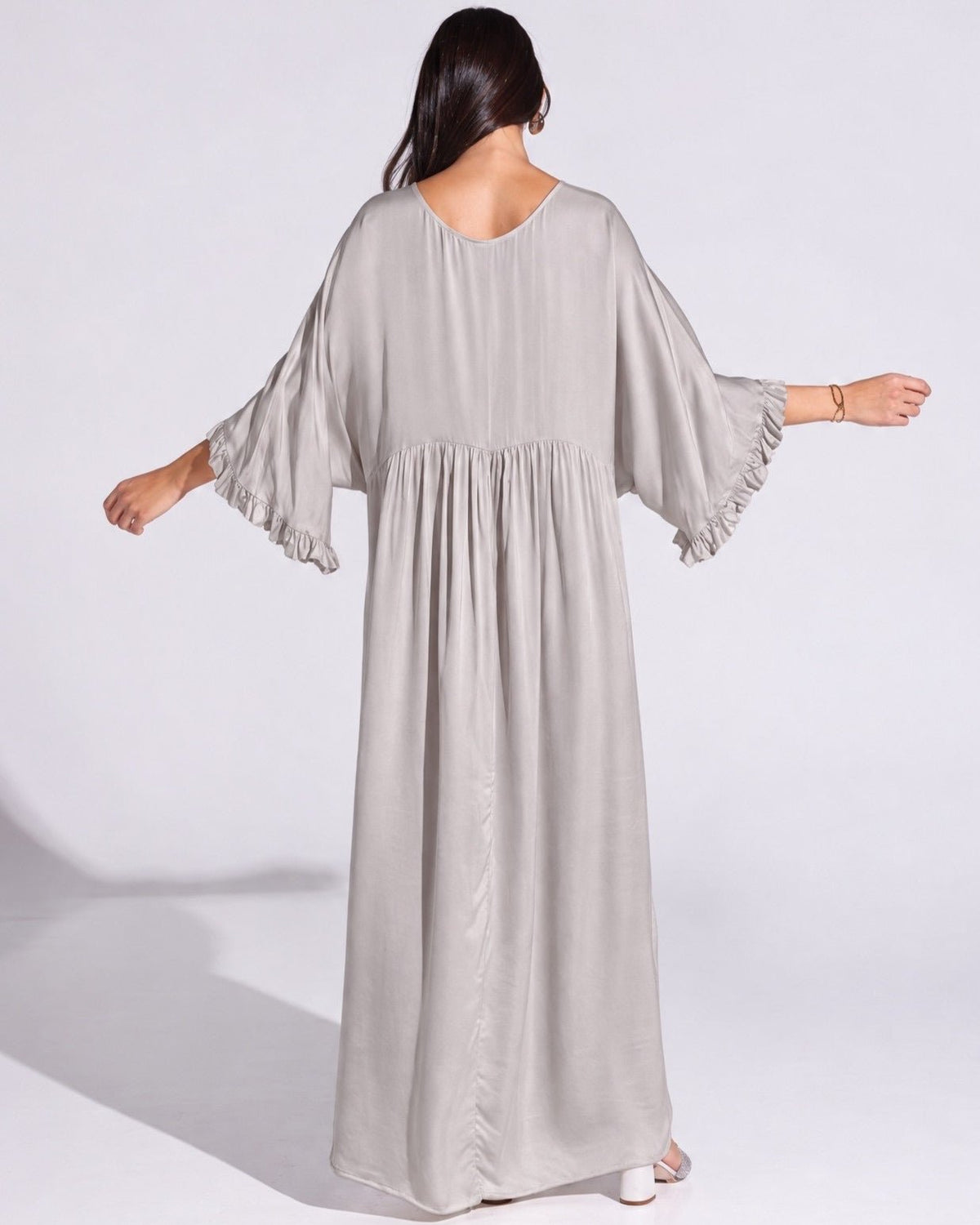 SS26 SLK 012-GY - Gray Silk Dress - SILKERA - MIRA Y MANO
