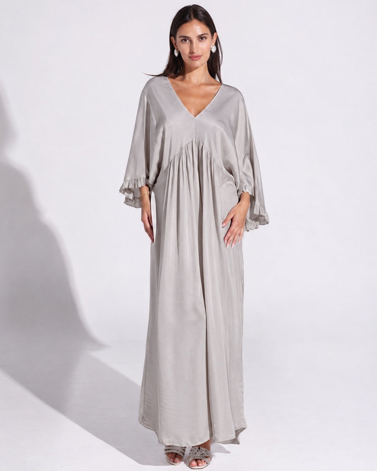 SS26 SLK 012-GY - Gray Silk Dress - SILKERA - MIRA Y MANO