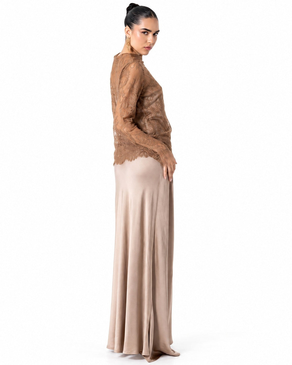 SS26 SLK 015 – Brown Silk Dress - SILKERA - MIRA Y MANO