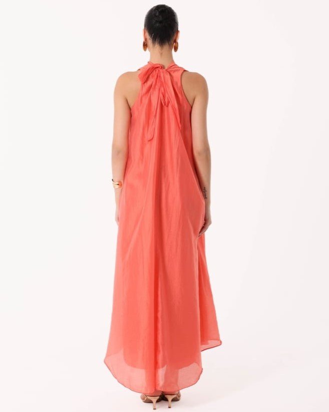 SS26 SLK 016 – Coral Cotton Dress - SILKERA - MIRA Y MANO