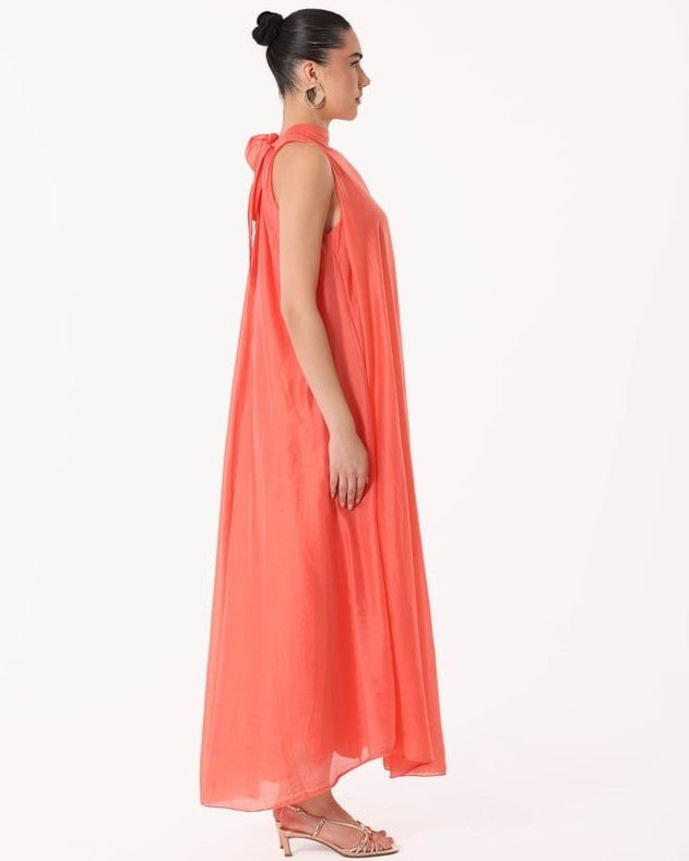 SS26 SLK 016 – Coral Cotton Dress - SILKERA - MIRA Y MANO