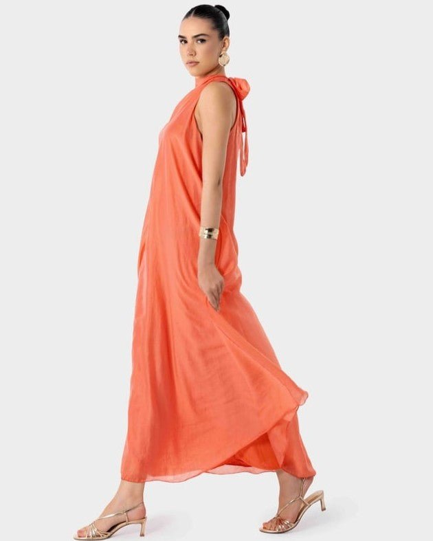 SS26 SLK 016 – Coral Cotton Dress - SILKERA - MIRA Y MANO