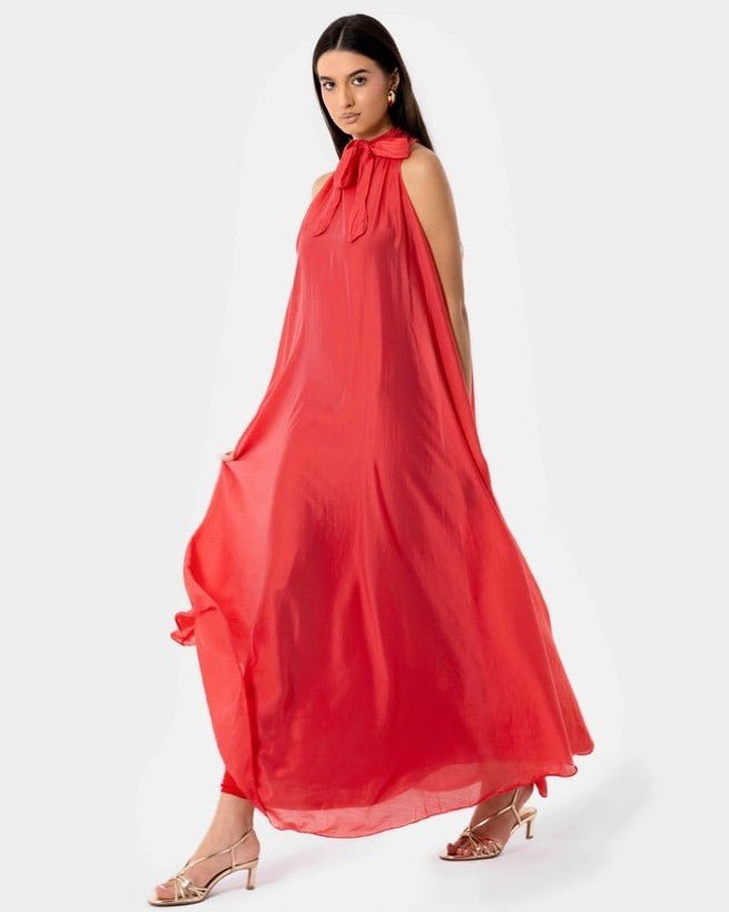 SS26 SLK 016 – Indian Red Cotton Dress - SILKERA - MIRA Y MANO