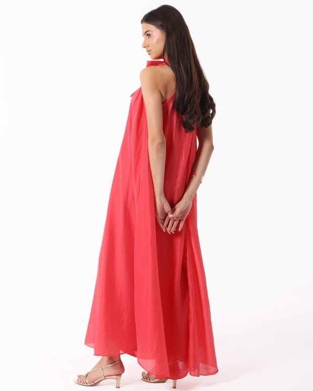 SS26 SLK 016 – Indian Red Cotton Dress - SILKERA - MIRA Y MANO