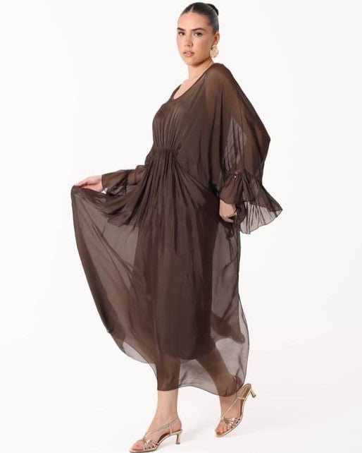 SS26 SLK 017 – Brown Silk Dress - SILKERA - MIRA Y MANO