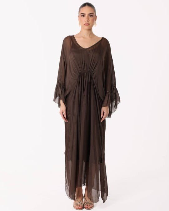 SS26 SLK 017 – Brown Silk Dress - SILKERA - MIRA Y MANO