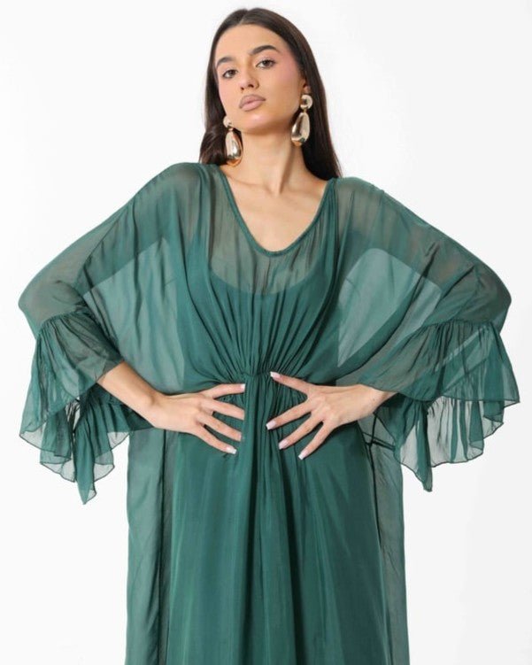 SS26 SLK 017 – Green Silk Dress - SILKERA - MIRA Y MANO
