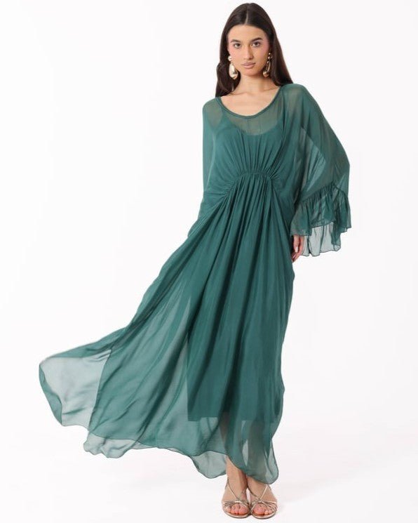 SS26 SLK 017 – Green Silk Dress - SILKERA - MIRA Y MANO