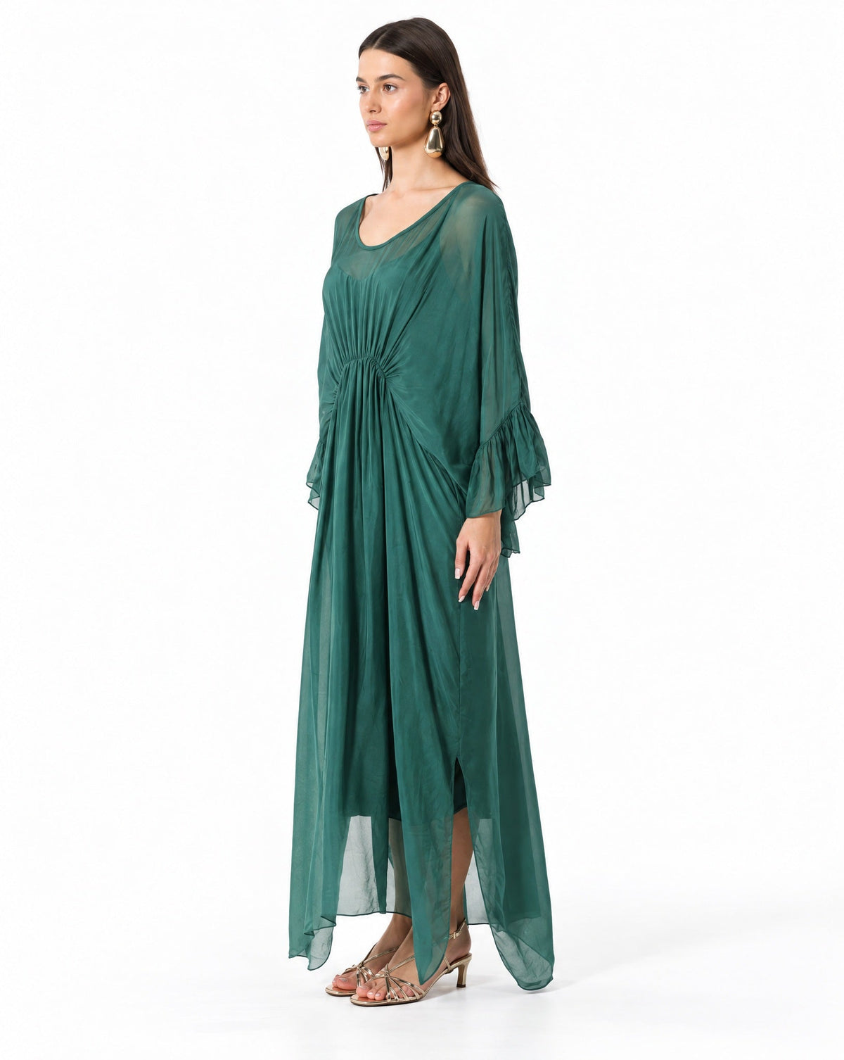 SS26 SLK 017 – Green Silk Dress - MIRA Y MANO