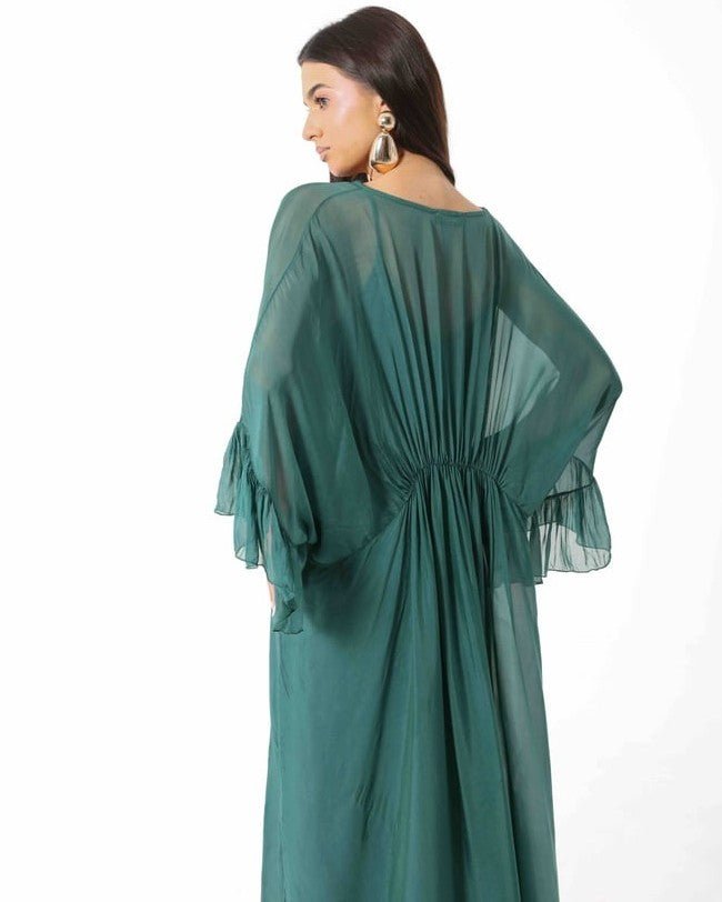 SS26 SLK 017 – Green Silk Dress - SILKERA - MIRA Y MANO