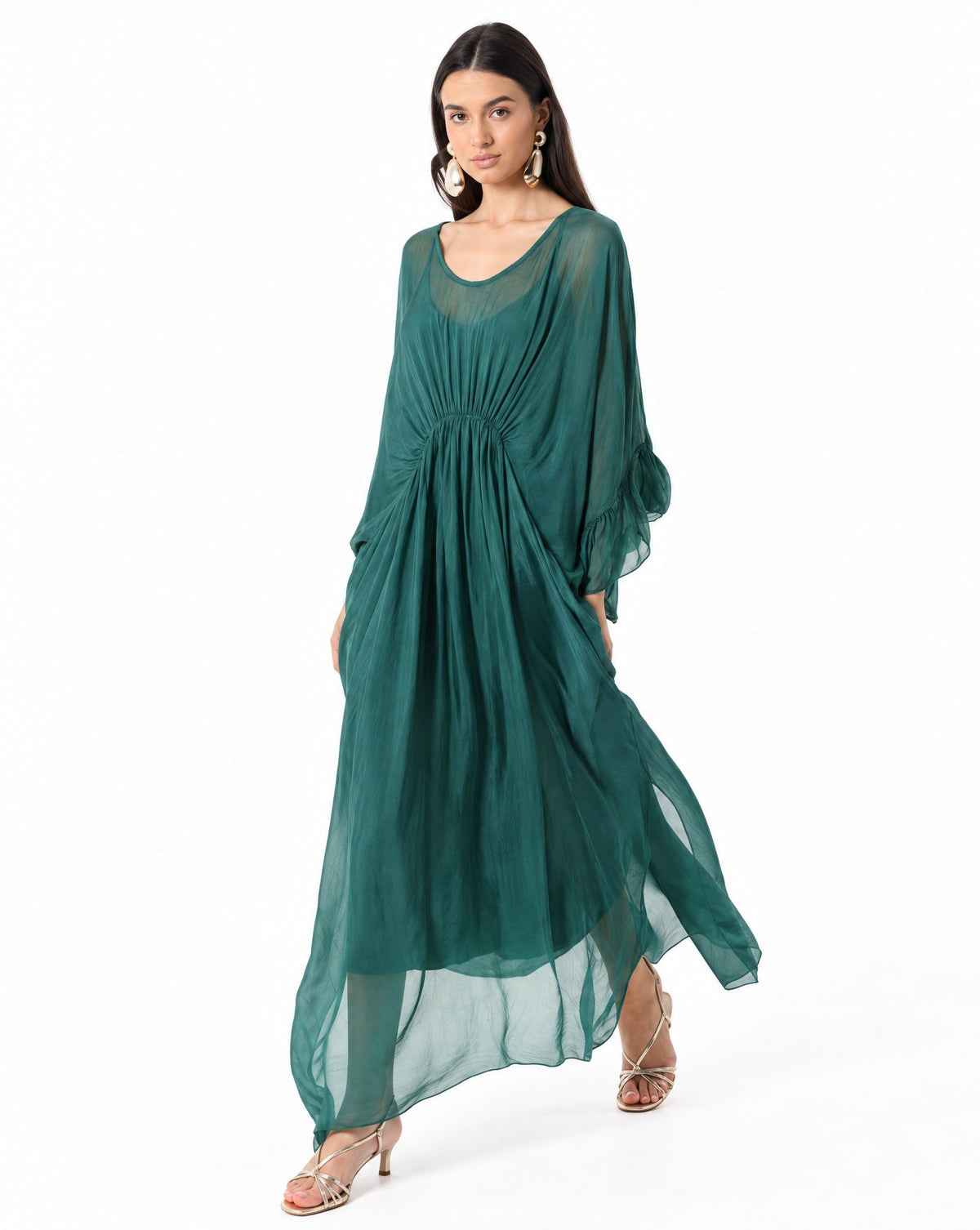 SS26 SLK 017 – Green Silk Dress - SILKERA - MIRA Y MANO