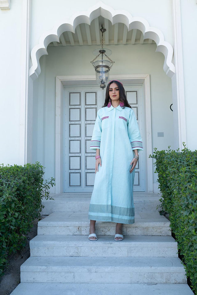 AZRA BLUE GLASS KAFTAN - SR BY SONALI RAMAN - MIRA Y MANO