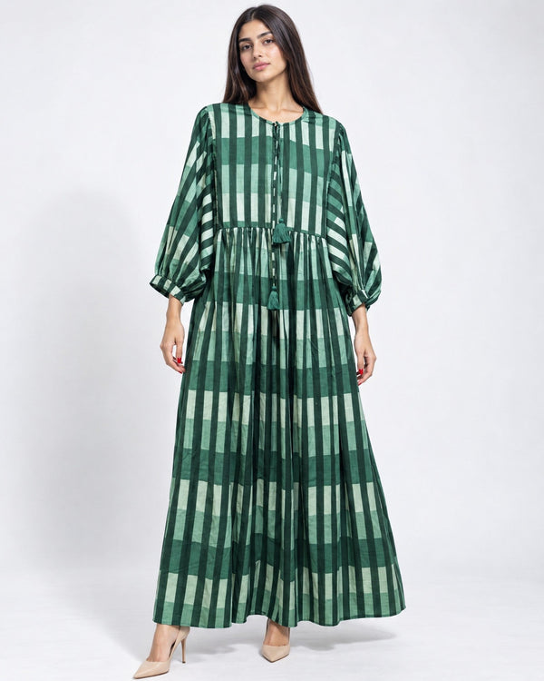 MALIA-GR – Green Cotton Kaftan