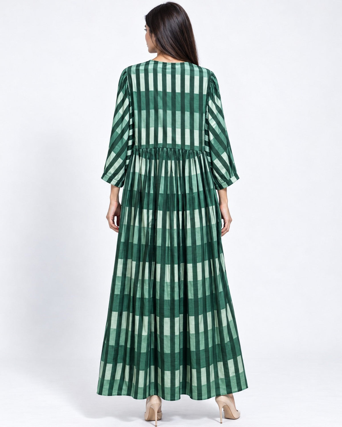 MALIA-GR - Green Cotton Kaftan - MIRA Y MANO
