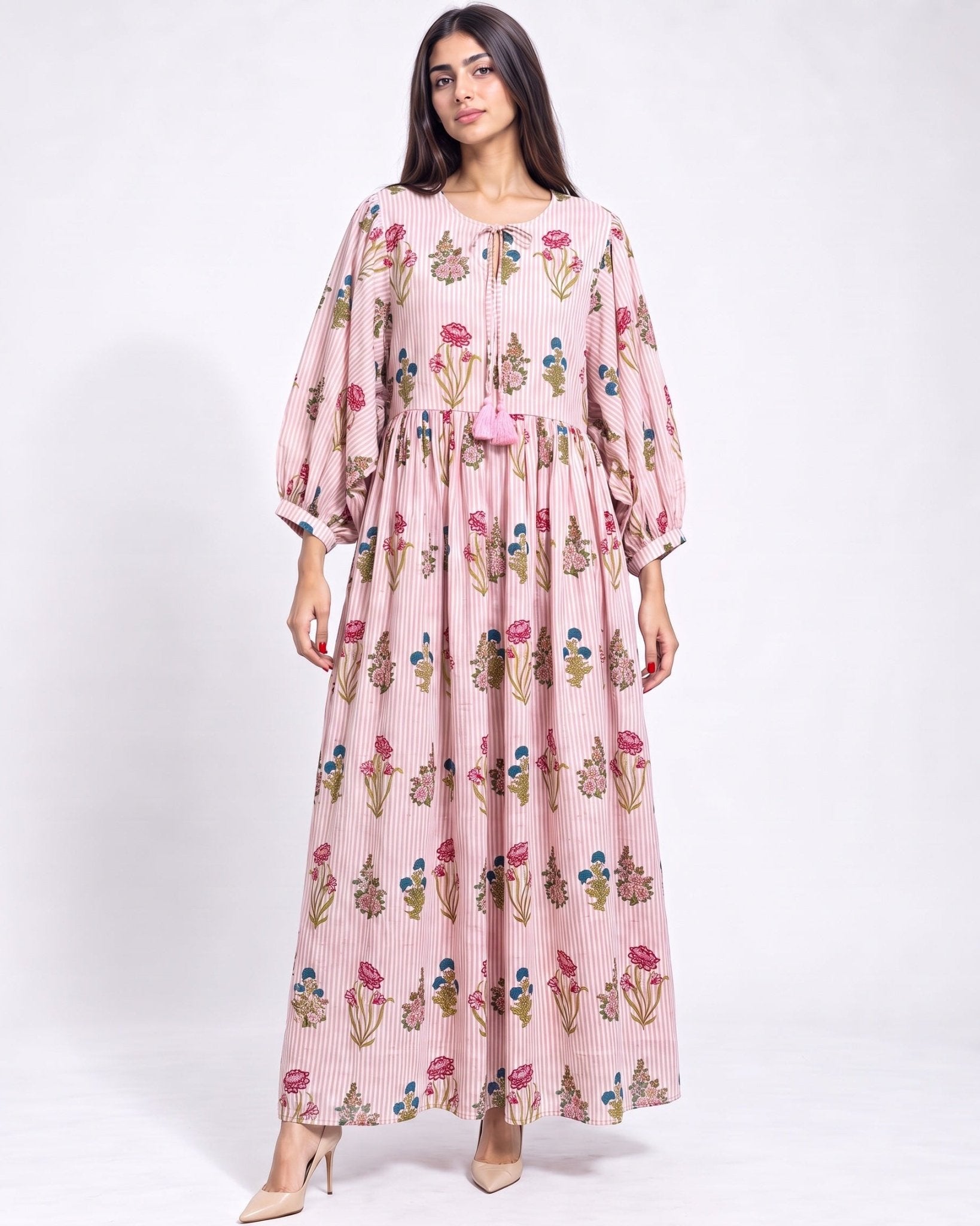 MALIA-PK - Pink Cotton Kaftan - SR BY SONALI RAMAN - MIRA Y MANO
