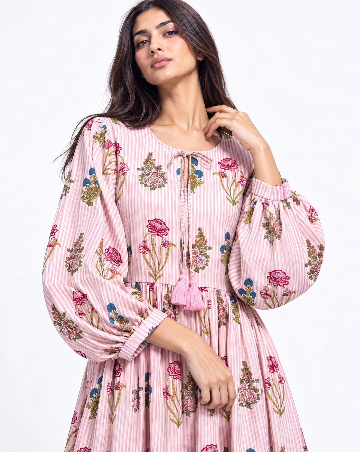 MALIA-PK - Pink Cotton Kaftan - SR BY SONALI RAMAN - MIRA Y MANO