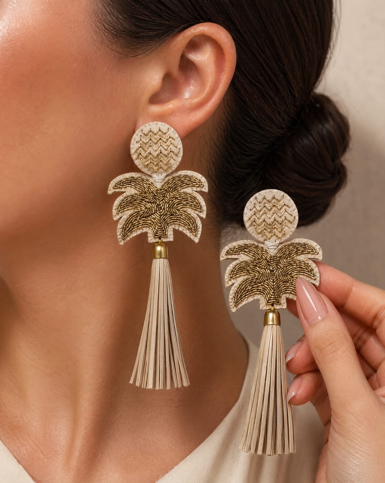 PALM ECRU EARRING - SR BY SONALI RAMAN - MIRA Y MANO