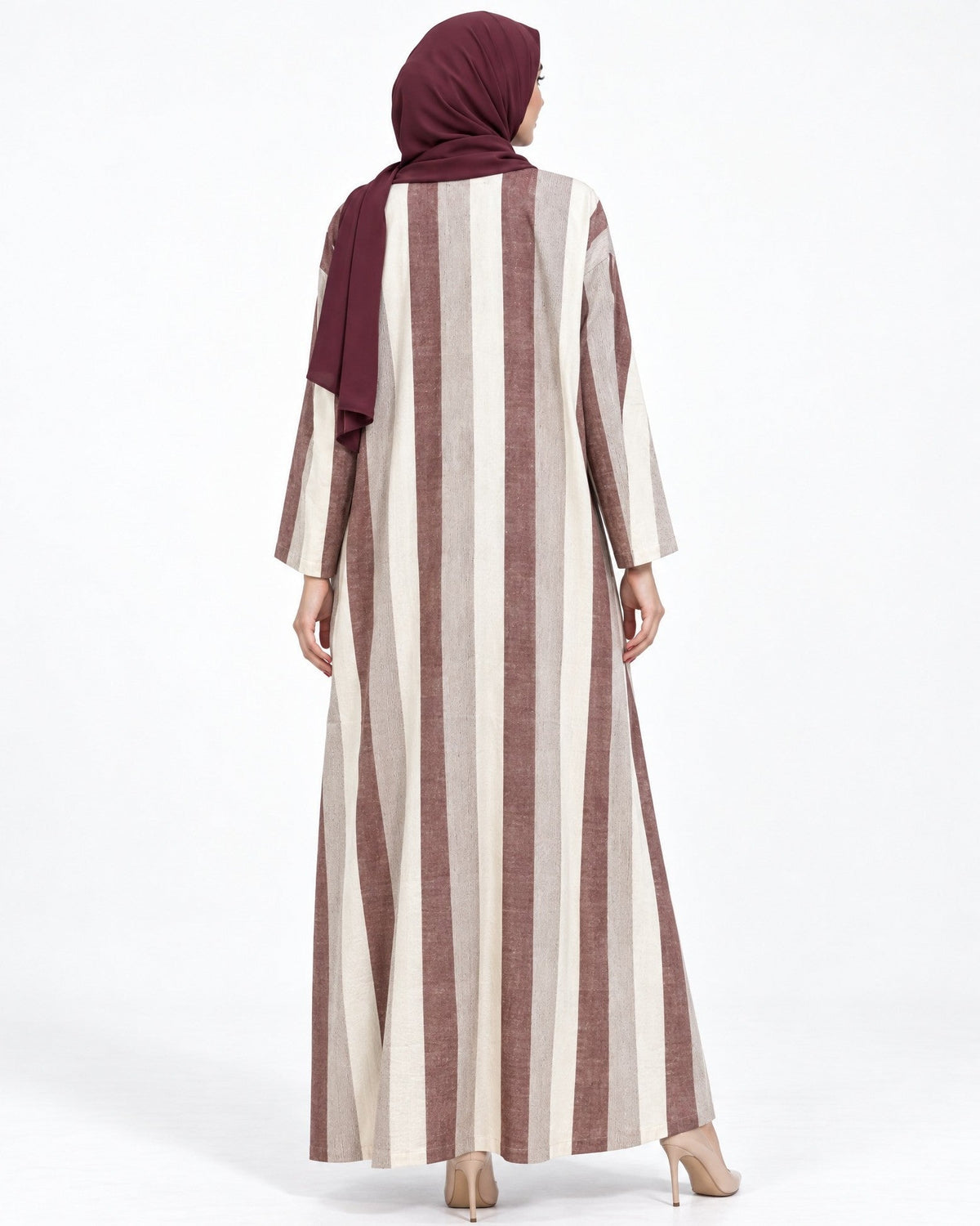 SAMARA-MR - Maroon Cotton Mix Abaya - SR BY SONALI RAMAN - MIRA Y MANO