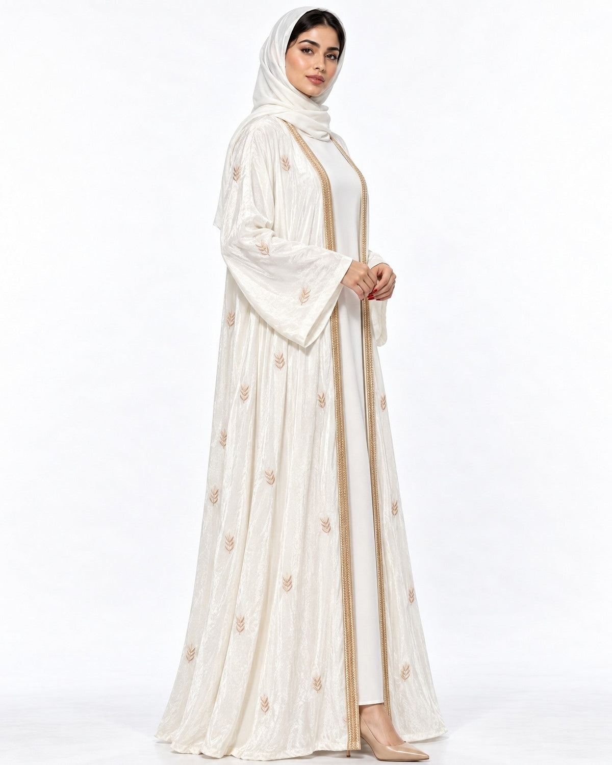 FG 983-WH ABAYA - STYLE HAUTE COUTURE - MIRA Y MANO
