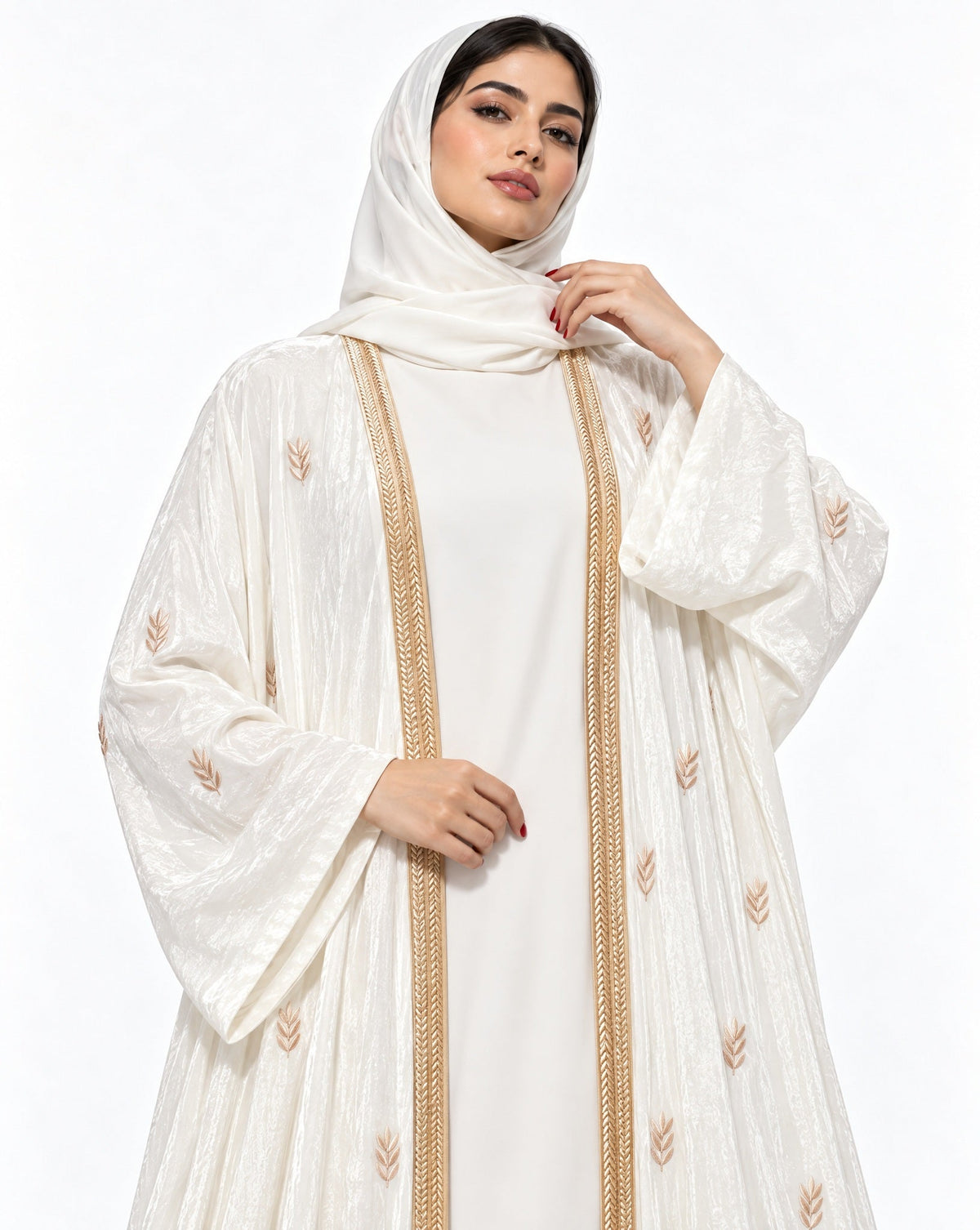 FG 983-WH ABAYA - STYLE HAUTE COUTURE - MIRA Y MANO