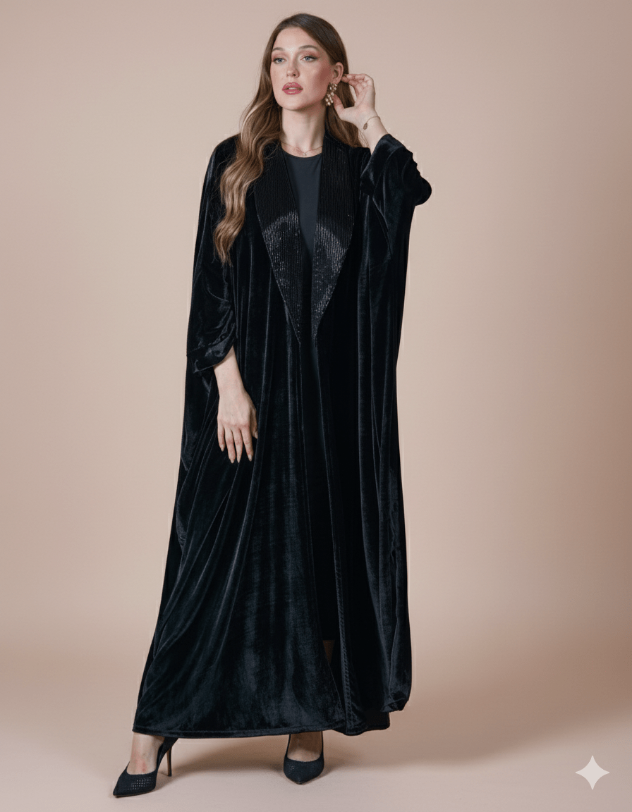 FG 988 - BK ABAYA - STYLE HAUTE COUTURE - MIRA Y MANO