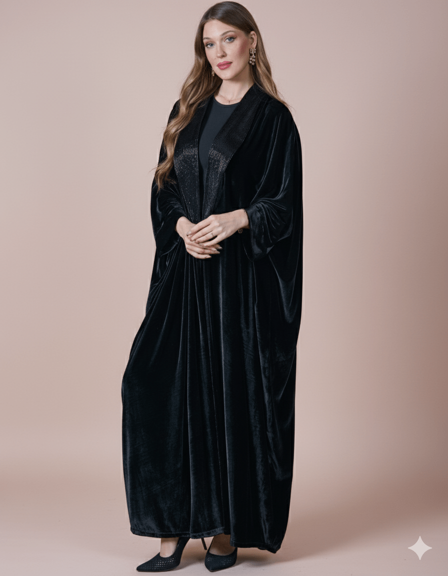 FG 988 - BK ABAYA - STYLE HAUTE COUTURE - MIRA Y MANO