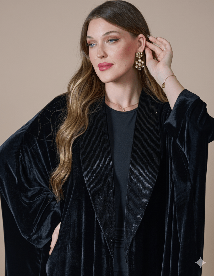 FG 988 - BK ABAYA - STYLE HAUTE COUTURE - MIRA Y MANO