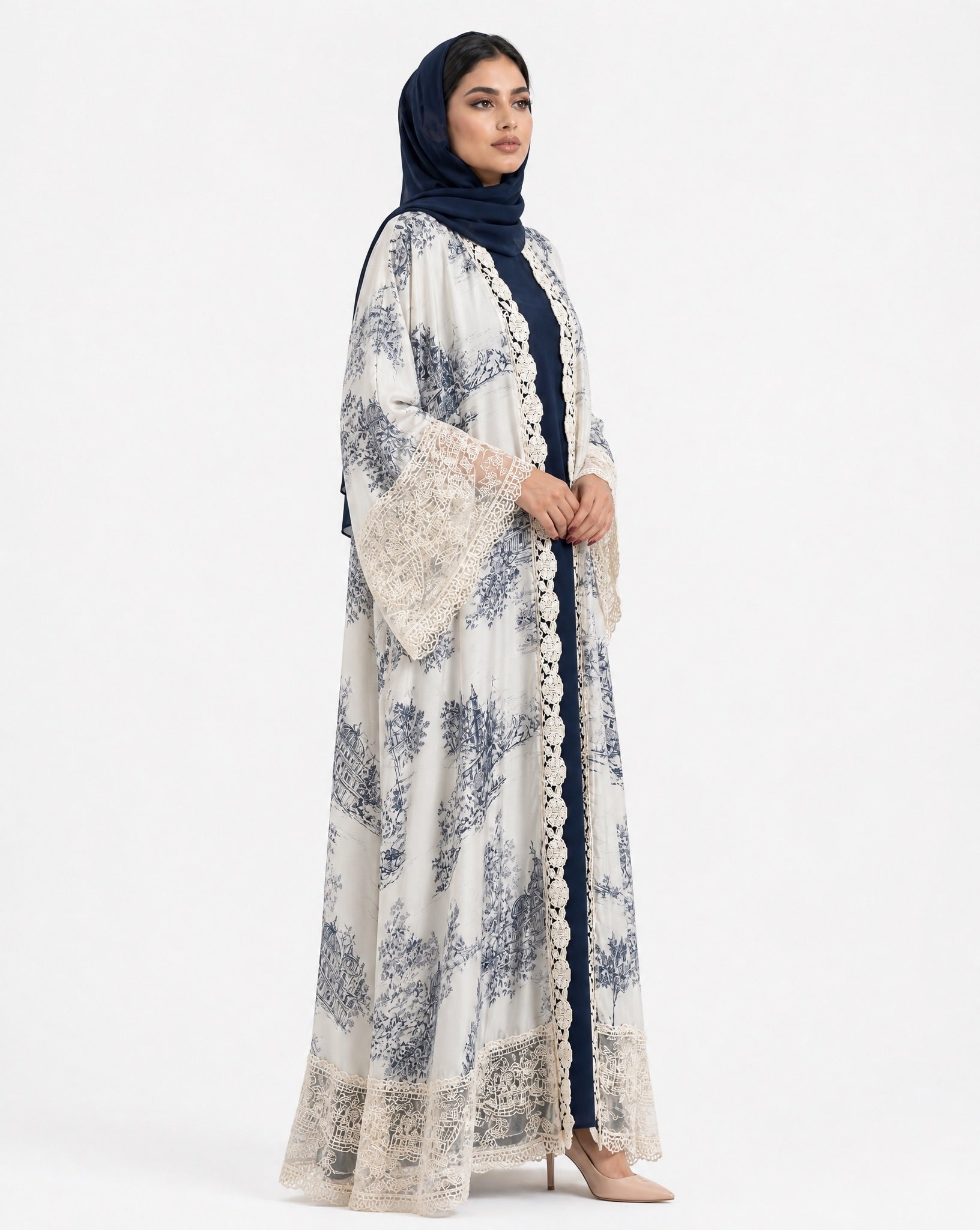510SU-BL-Beige Cotton Abaya - SUZAN MUZAFFAR - MIRA Y MANO