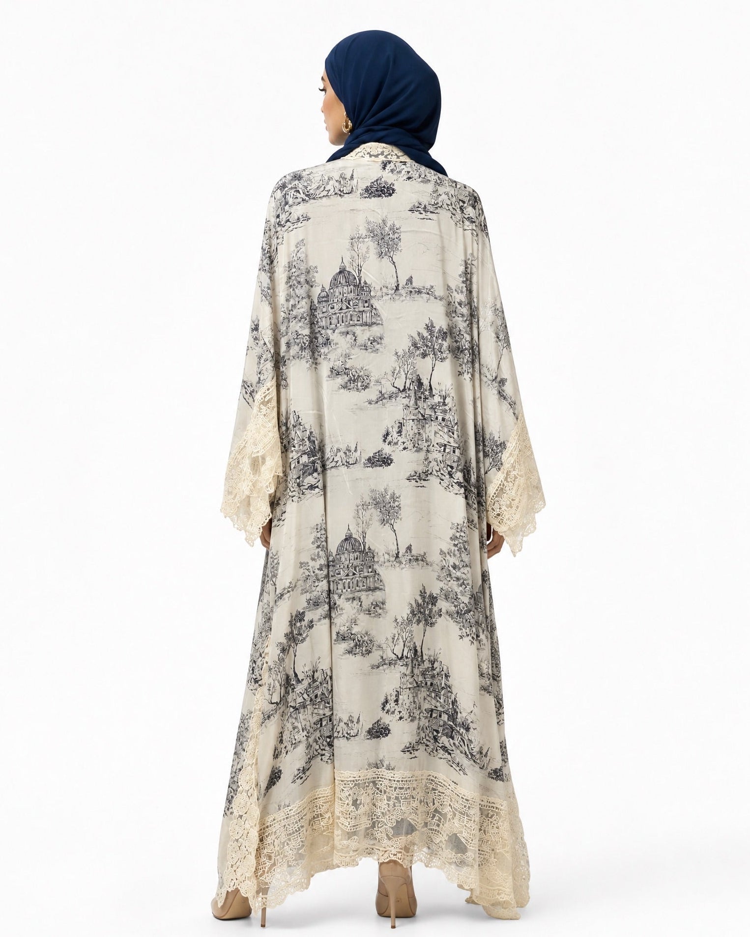 510SU-BL-Beige Cotton Abaya - SUZAN MUZAFFAR - MIRA Y MANO
