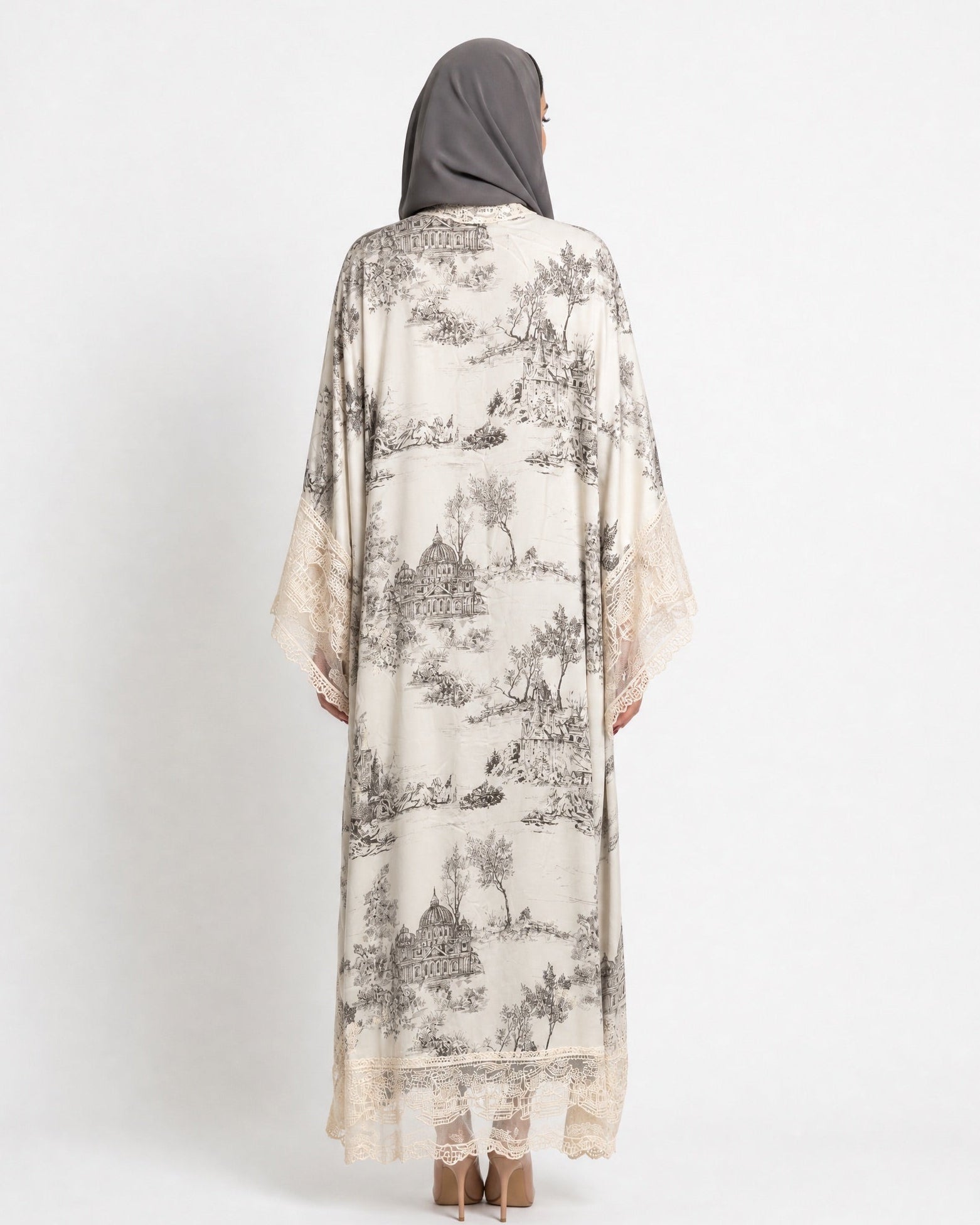 510SU-BR-Beige Cotton Abaya - SUZAN MUZAFFAR - MIRA Y MANO