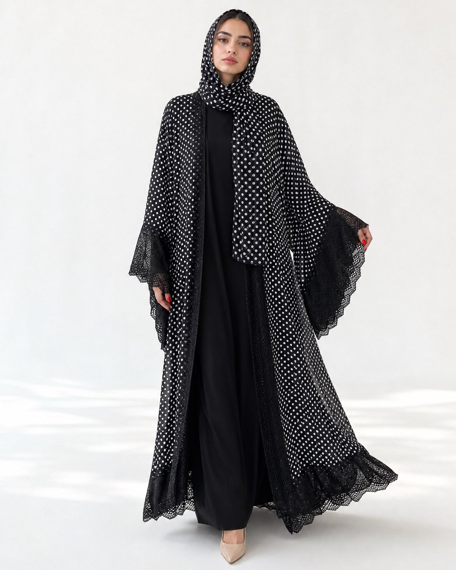 540SU-BK1-Black Cotton Abaya - SUZAN MUZAFFAR - MIRA Y MANO