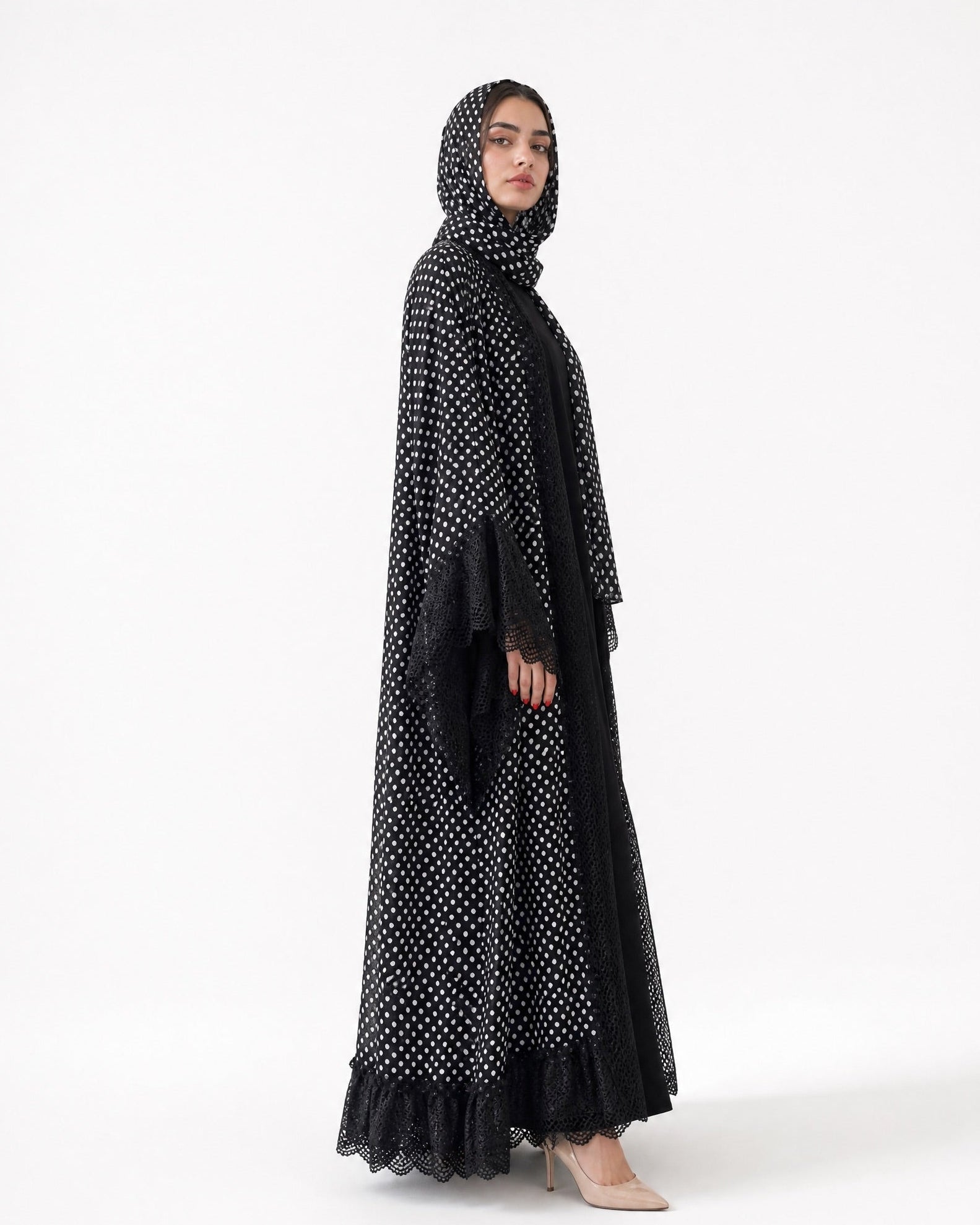 540SU-BK1-Black Cotton Abaya - SUZAN MUZAFFAR - MIRA Y MANO