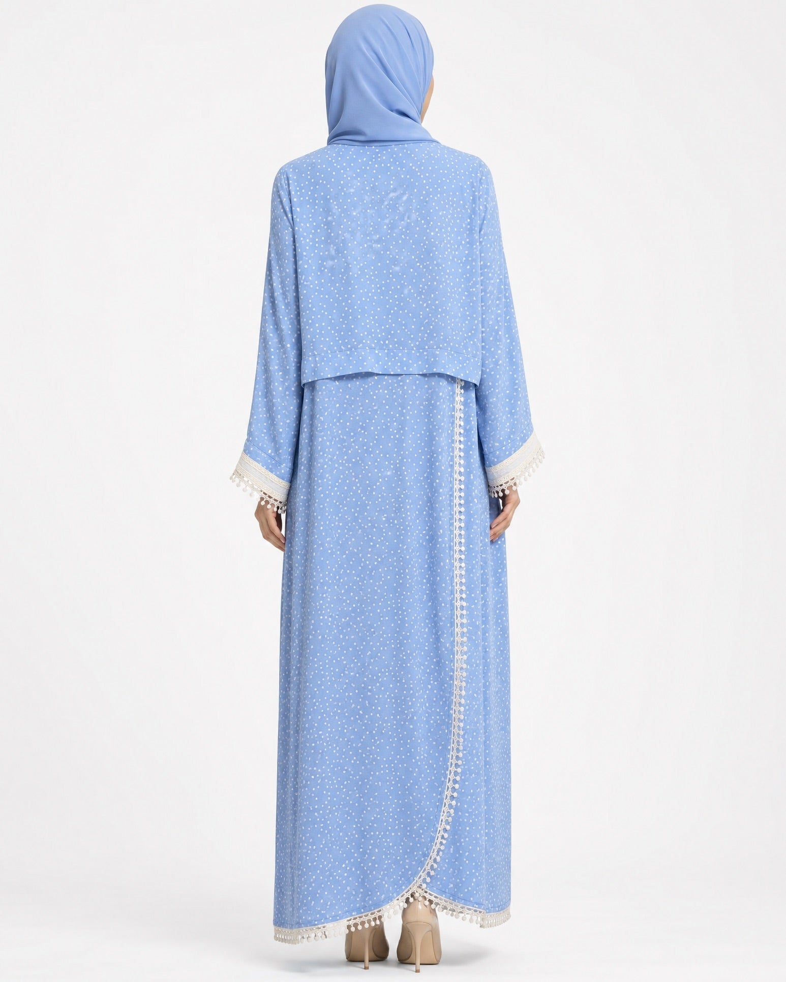 540SU-LB-Light Blue Cotton Abaya - SUZAN MUZAFFAR - MIRA Y MANO