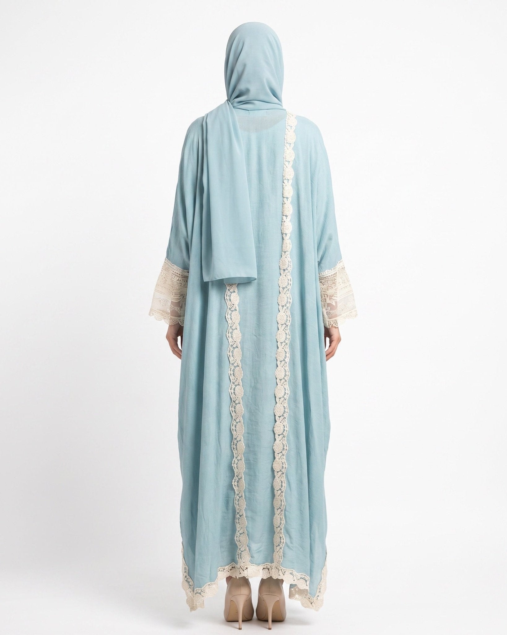 560SU-MA-Medium Aquamarine Abaya - SUZAN MUZAFFAR - MIRA Y MANO