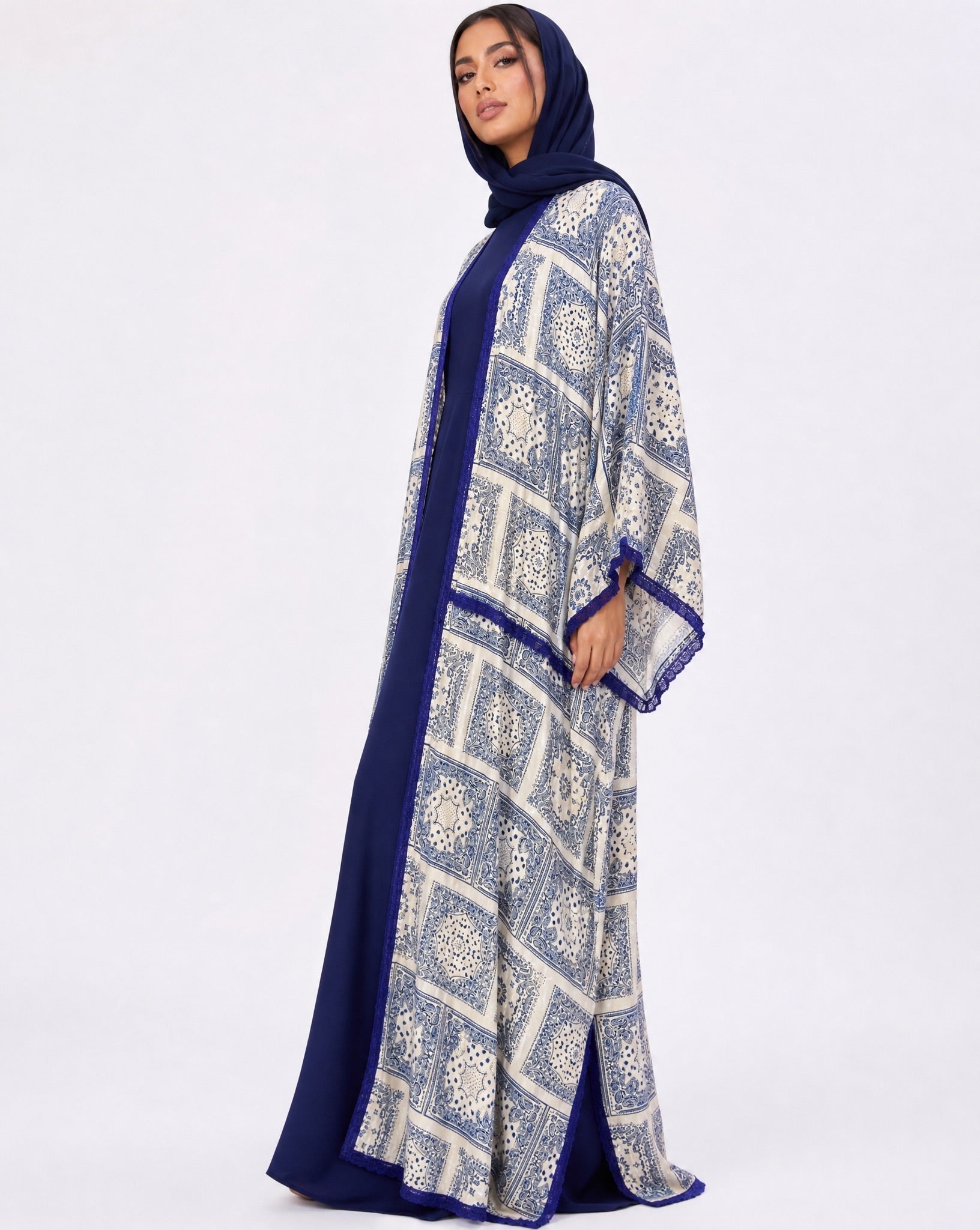 580SU-BL-Beige Cotton Abaya - SUZAN MUZAFFAR - MIRA Y MANO