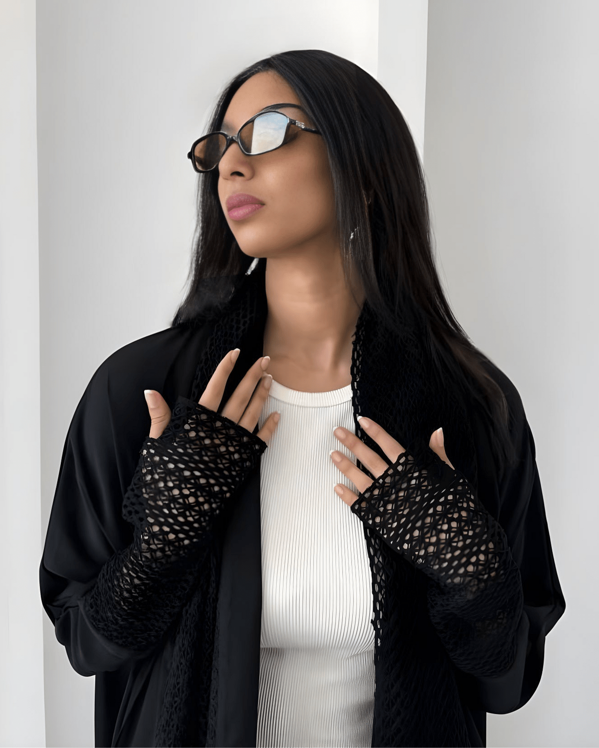 CS-BK – Black Crepe Abaya – Product image 1