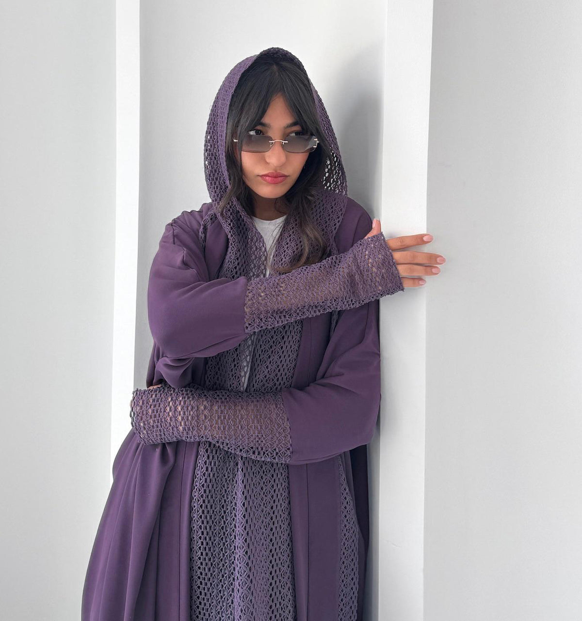CS-PR – عباية كريب بنفسجية – صورة المنتج 2