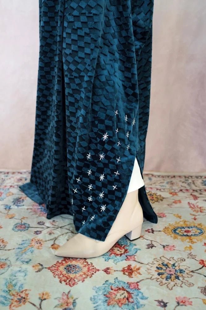 STARRY NIGTH TEAL ABAYA - TEAL - MIRA Y MANO