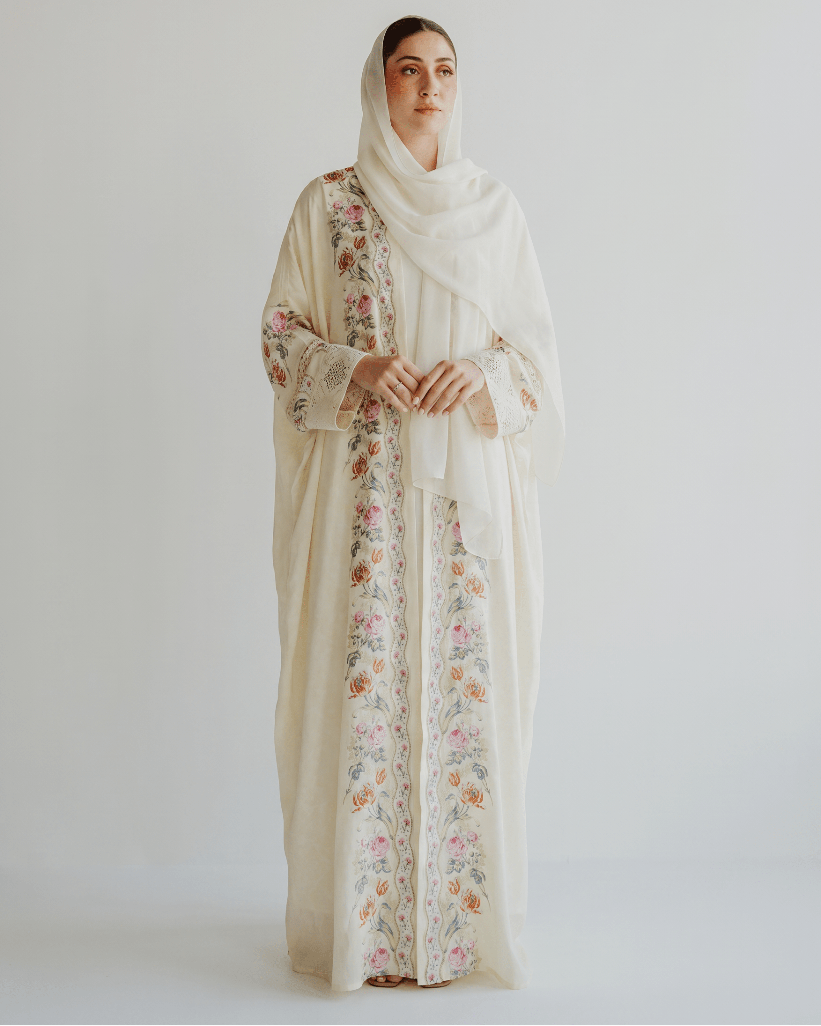 BT6563-Y - Light Yellow Crepe Abaya Set - THE DRESSING ROOM - MIRA Y MANO