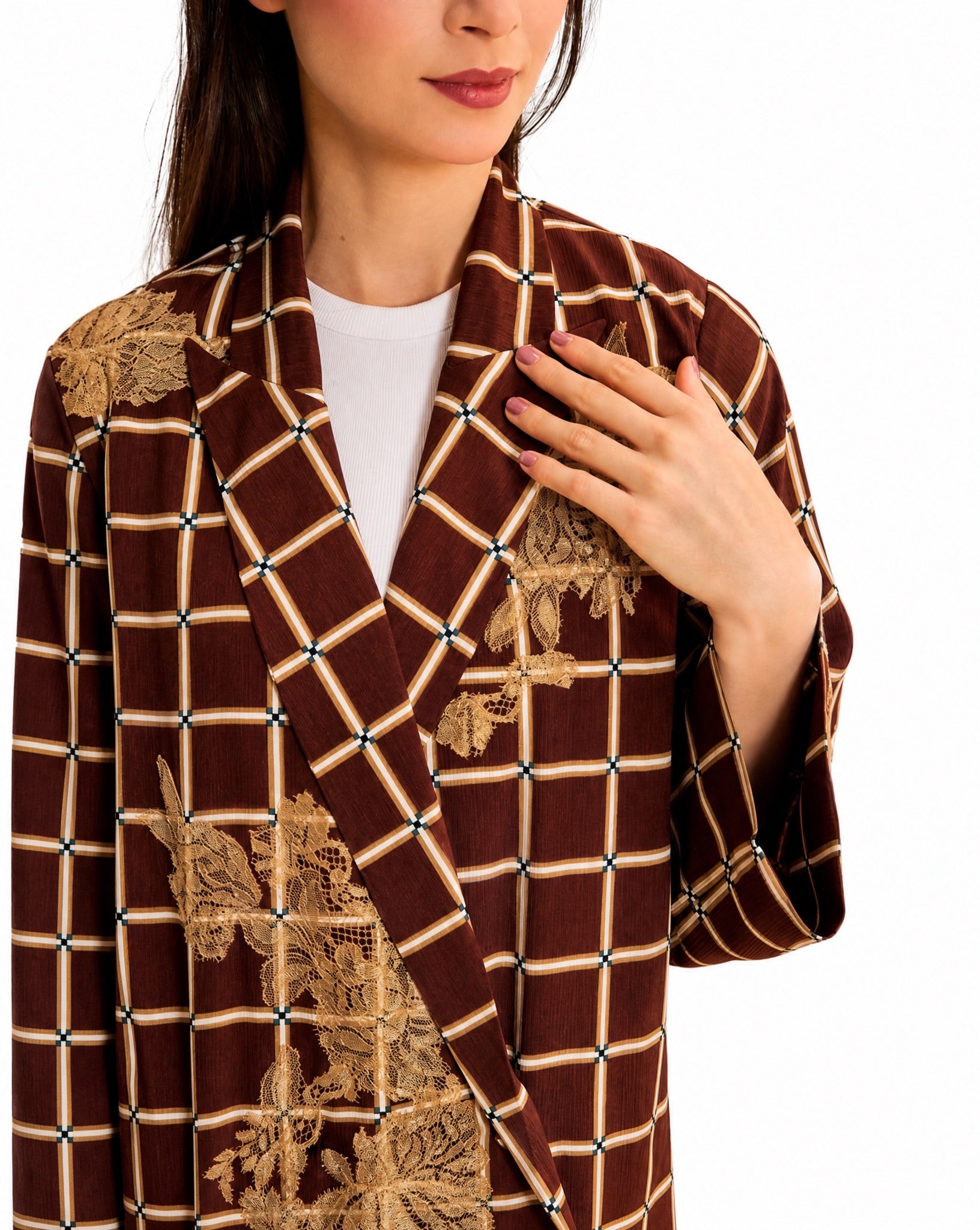 SUMMER26LOOK02 - Brown Crepe Abaya - THE ORPHIC - MIRA Y MANO