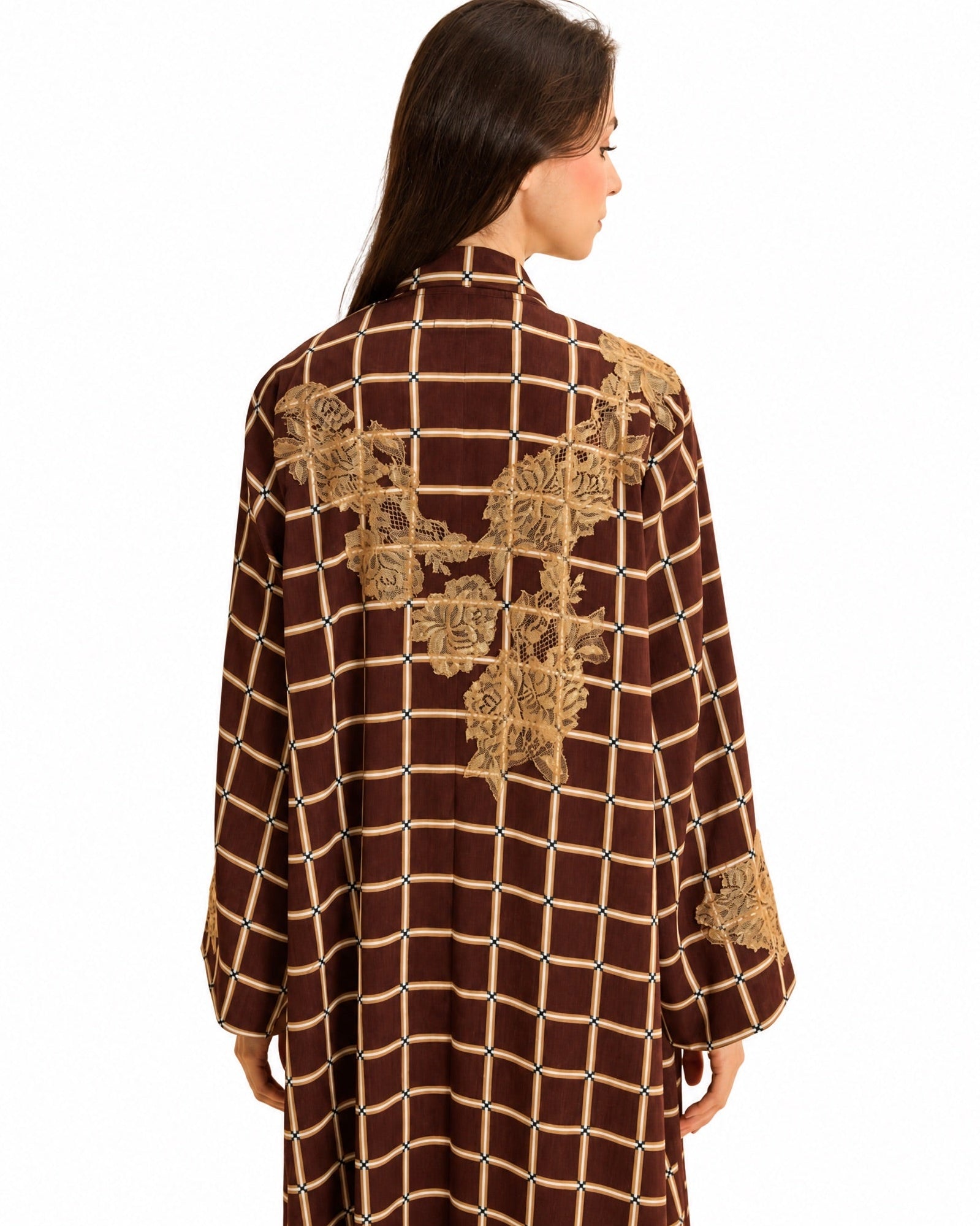 SUMMER26LOOK02 - Brown Crepe Abaya - THE ORPHIC - MIRA Y MANO