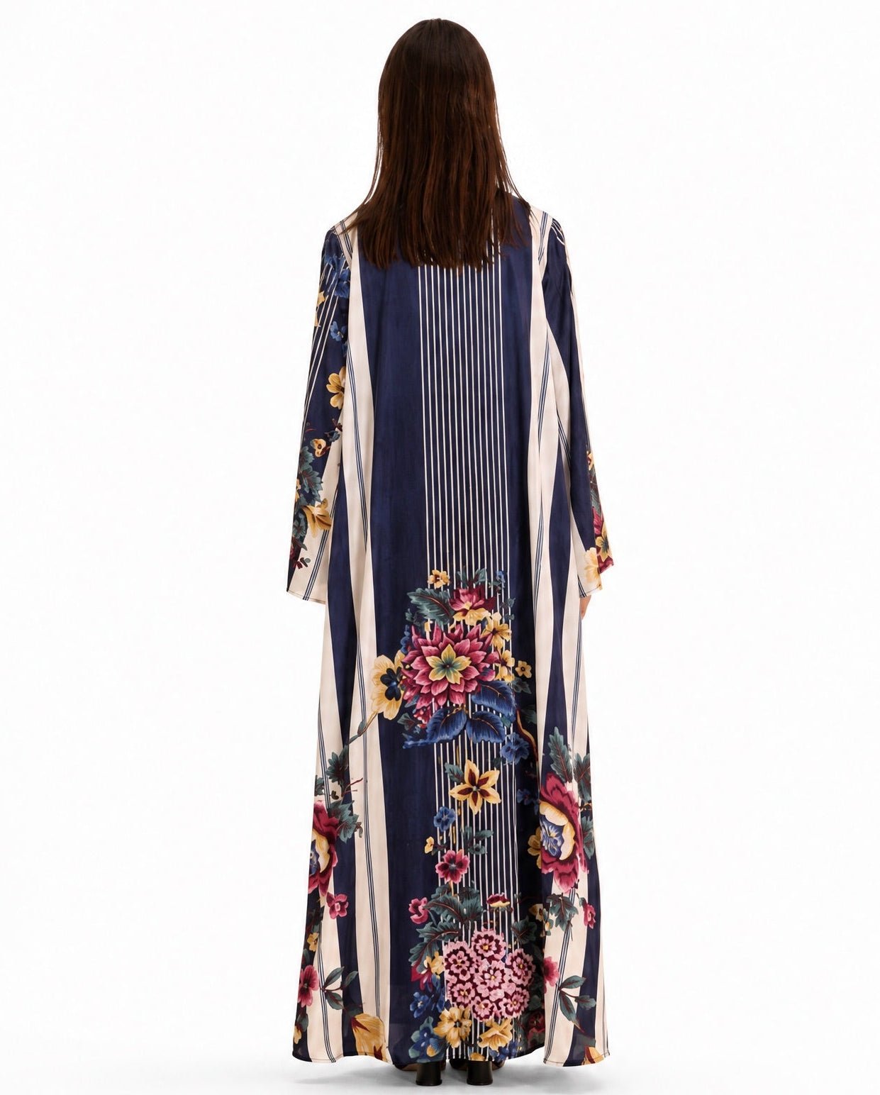 SUMMER26LOOK15 - Printed Silk Abaya - THE ORPHIC - MIRA Y MANO