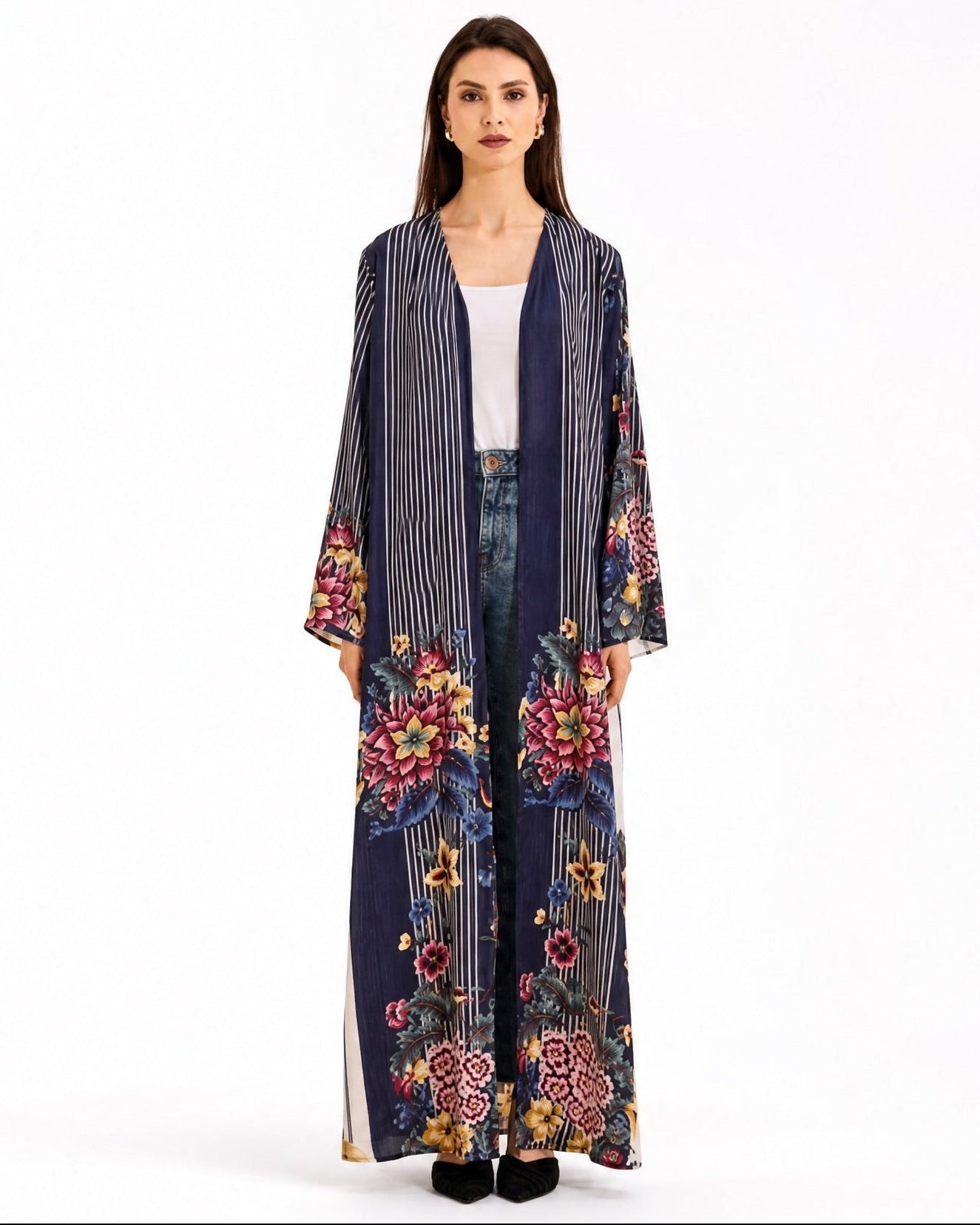 SUMMER26LOOK15 - Printed Silk Abaya - THE ORPHIC - MIRA Y MANO