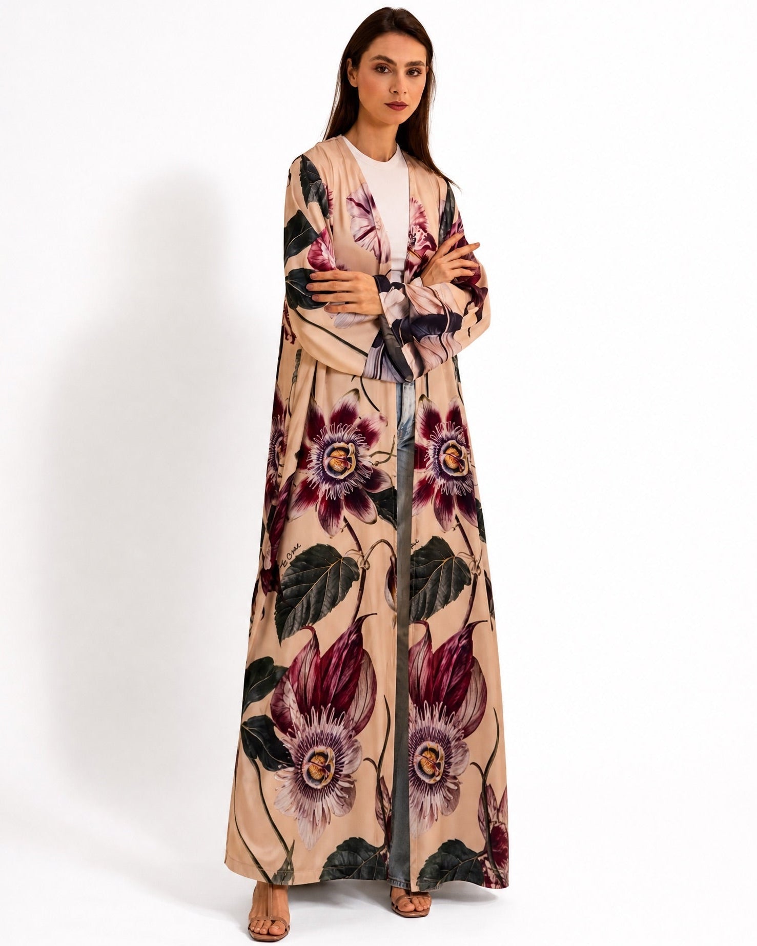 SUMMER26LOOK16 - Printed Silk Abaya - THE ORPHIC - MIRA Y MANO