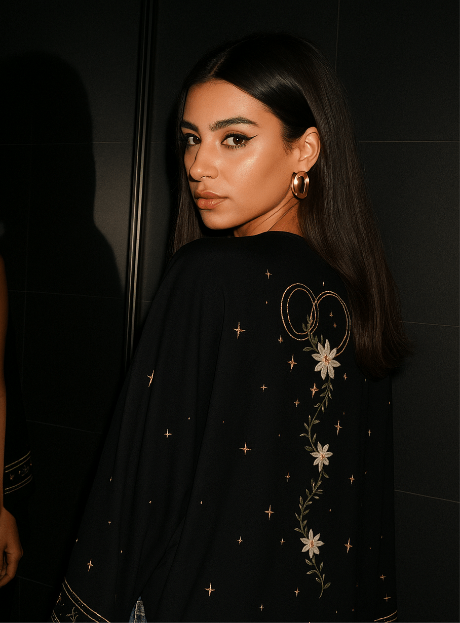 NOIR A & S ABAYA - THE UNTITLED PROJECT - MIRA Y MANO