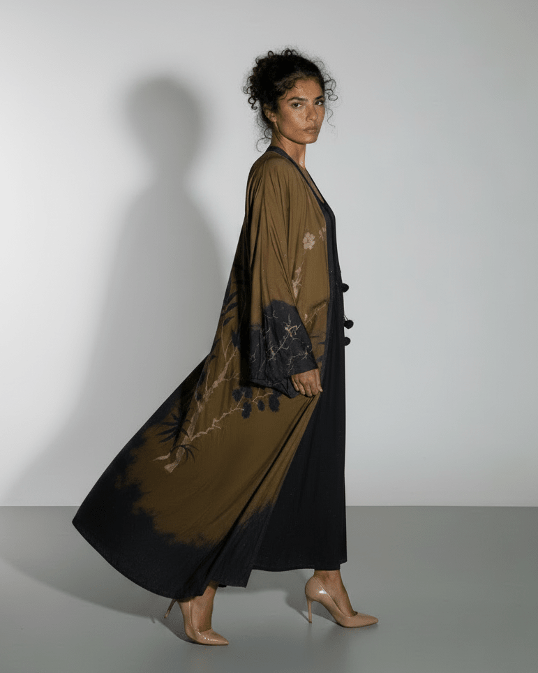 SHE THOUGHT IN OLIVE ABAYA - THE UNTITLED PROJECT - MIRA Y MANO