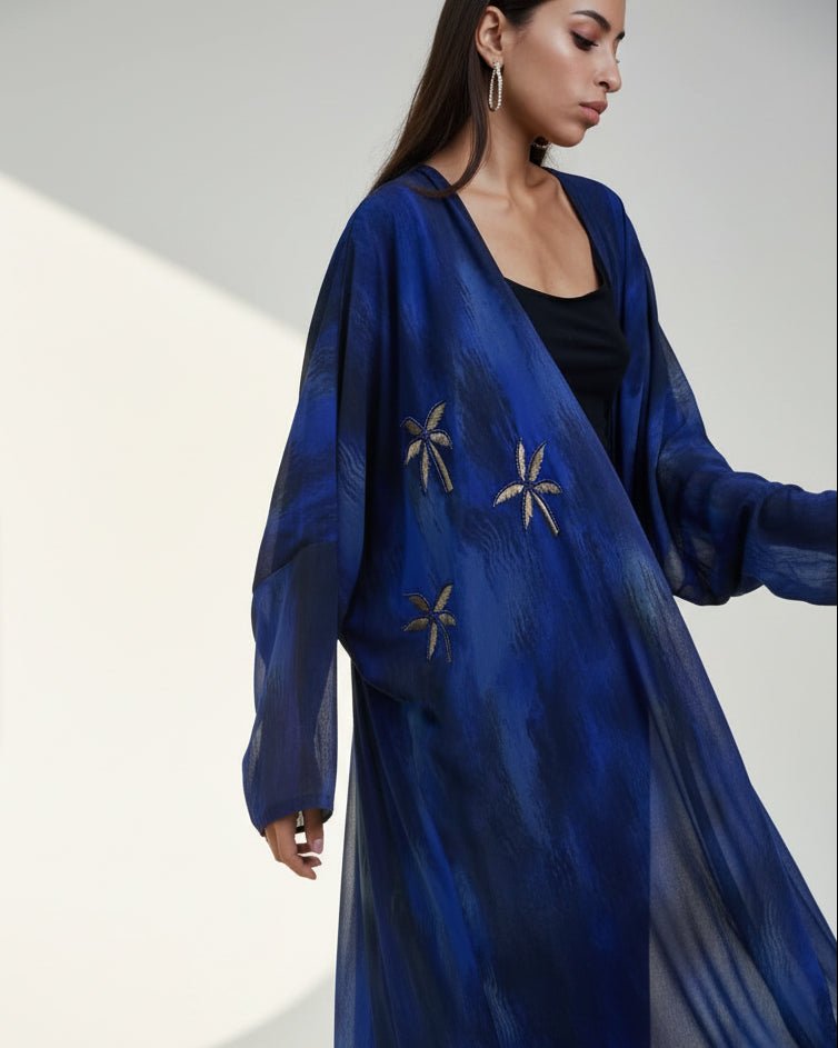 PALM BLUE ABAYA - THHABAH - MIRA Y MANO