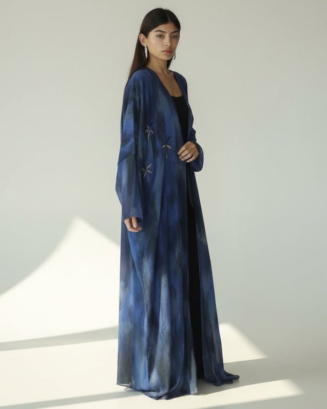 PALM BLUE ABAYA - THHABAH - MIRA Y MANO