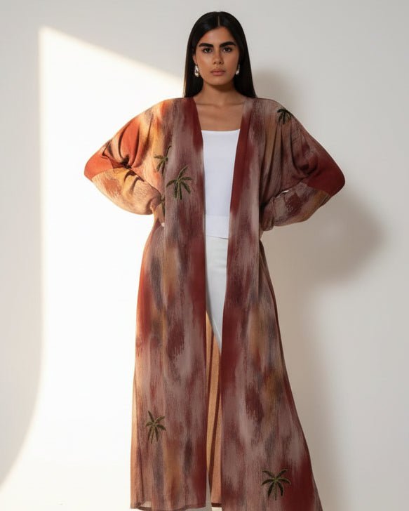 PALM ORANGE ABAYA - THHABAH - MIRA Y MANO