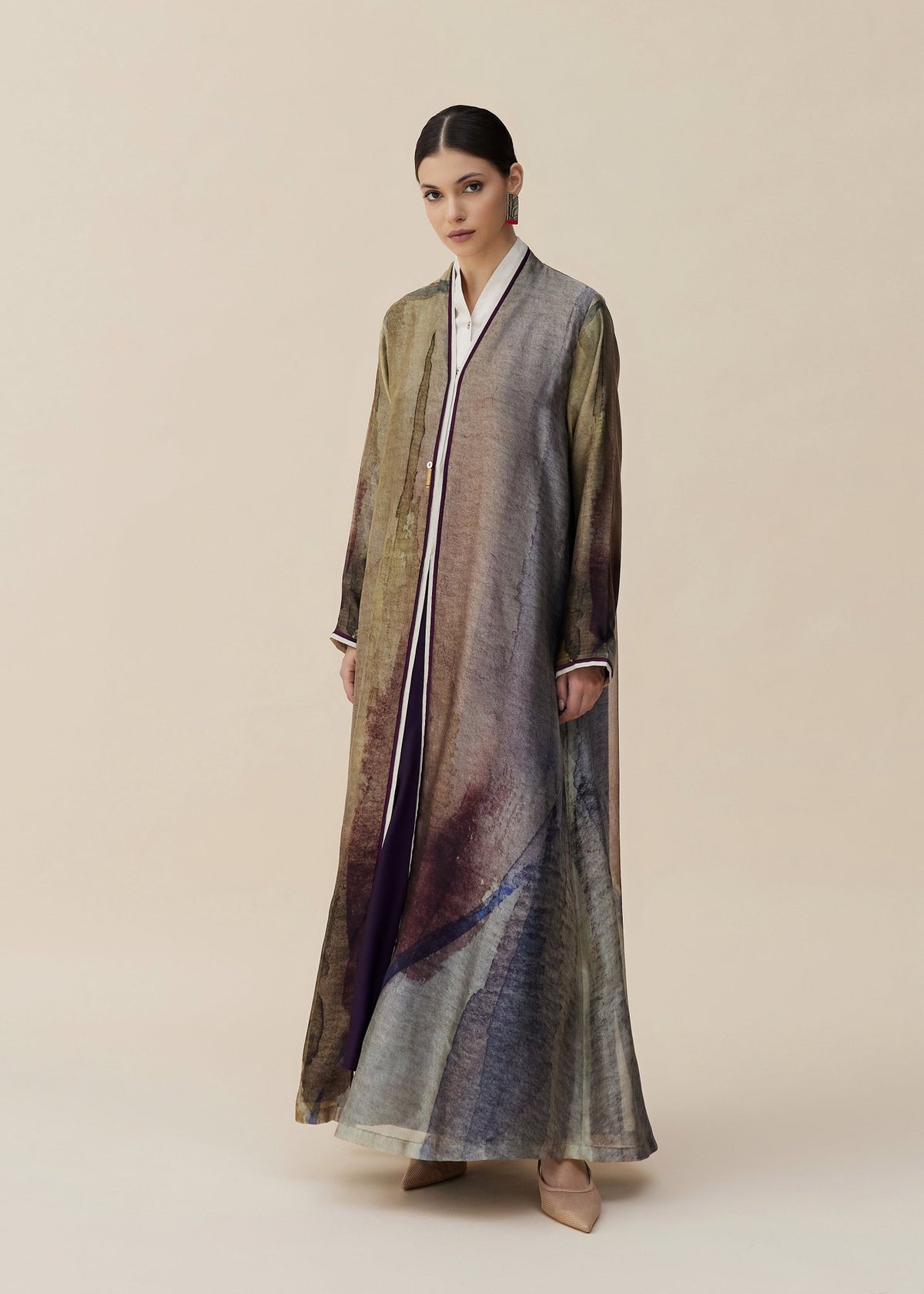 CODE-0409 – Printed Silk Abaya – Product image 1